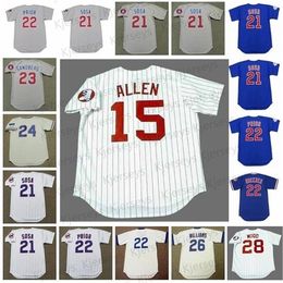 GlnNiK1 Chicago Vintage Baseball Jersey 21 SAMMY SOSA 1996 BILL BUCKNER 1978 22 MARK PRIOR 2003 23 RYNE SANDBERG 1994 24 LOU BROCK 1963 26 BILLY WIL