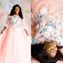 Illusion Prom Sexy Dresses Long Sleeve Women Pastoral Robe Photo Shoot D Flowers Applique Maternity Nightwear Gowns