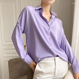 Women's Blouses Women's Multiple Colour Fashion Solid Loose Chiffon Women 2022 Summer Office Lady Long Sleeve Green Purple Shirt And Top