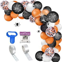 Other Festive Party Supplies 109Pcs Halloween Balloons Garland Arch Kit Orange Confetti Spider Web Decorations House 220905