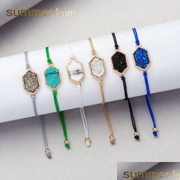 Bangle Fashion Simple Colorf Crystal Handmade Woven Bracelet For Women Diamond Cluster Wax Rope Bangle Jewellery Gift Drop Delivery 202 Dhos1