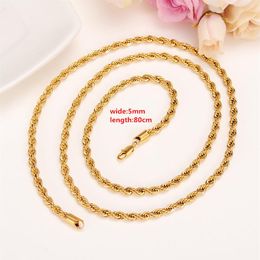 31 Big Chunky Long Hip Hop Yellow Gold Chain Rope Necklace Men Jewellery 18K Gold Gun Filled Brass African Ethiopian Lengthening310g