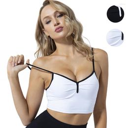 Yoga Outfit Sports Bra Fashion Colour Blocking Straps Shockproof Pullover 8515 Fitness Underwear