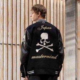 Men's Jackets Cardigan Mastermind Baseball Uniform Jacket Men 1 Best Quality Patchwork Woollen Women Fashion Coats Outerwear Leather Sleeves T220914