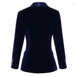 Women's Suits Blazers Women Elegant Vintage Mujer Femme Suit Jacket Coat Blue Black Velvet Blazer Lady 2022 Autumn Winter Outwear Tops