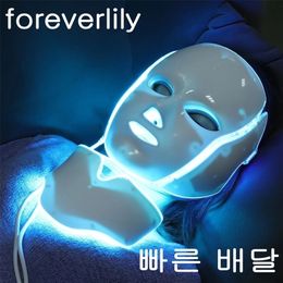 Face Care Devices Air Bag7 Colours Light LED Mask With Neck Skin Rejuvenation Face Care Treatment Beauty Anti Acne Therapy Whitening 220916