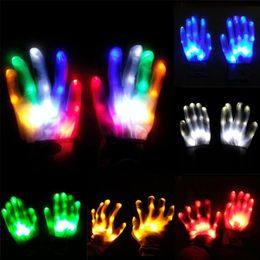 LED-Handschuhe, Paar, glänzend, Rave-Licht, Fingerbeleuchtung, blinkend, Unisex, Skelett-Handschuh, Halloween, Weihnachten, Kostüm, Tanzdekoration, 220919