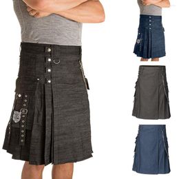 Мужские джинсы мужская винтаж Scotland Gothic Fashion Kendo Denim Юбка Шотландская одежда