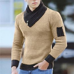 Mens Sweaters High Solid Sweater Scarf Pullover Size Collar England Colour Pullovers Medium Winter Coat 220919