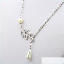 Pendant Necklaces Fashion Pearl Pendant Necklace Leaf Imitation Pearls Drops Cross For Women Jewelry Gift Party Drop Delivery 2021 Ne Dhyzv