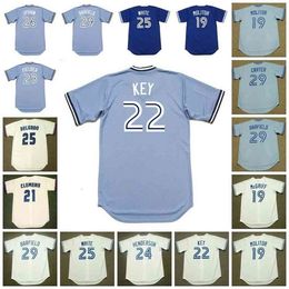 GlaC202 Toronto Vintage Baseball Jersey 19 FRED McGRIFF 1990 MOLITOR 21 ROGER CLEMENS 1997 22 JIMMY KEY 1987 FIELDER HENDERSON DELGADO WHITE UPSHAW