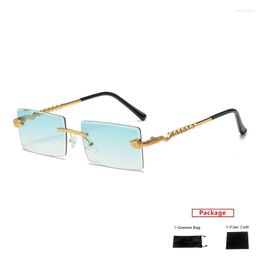 Sunglasses Mimiyou Rimless Square Women Vintage Snake Shape Men Cool Fashion Glasses Brand UV400 Eyeglasses Shades