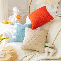 Pillow Pure Color Knitted Sofa Pillows Nordic Style Living Room Bed Lumbar Home Textile Products Household