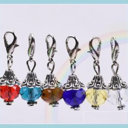 Charms 20Pcs/Lot Mix Colours Crystal Birthstone Dangles Birthday Stone Pendant Charms Beads With Lobster Clasp For Floating Locket C3 Dhglw