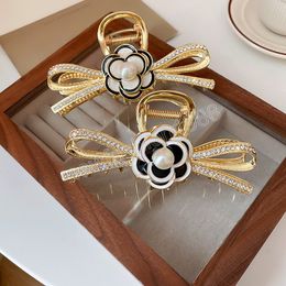 Retro Pearl Bow Hair Clips Fashion Fashion Metal Glamps Mulheres elegantes Acessórios para Cabelos de Cabeça de Cabela