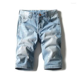 Men's Jeans Wholesale- Plus Size 28-42 Denim Shorts Male Summer Classic Feet Slim Was Thin Knee Length Lightweight High Quality