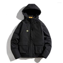 Men's Down Men's & Parkas Men Parka Jacket Winter Casual Hooded Streetwear Thick Warm Solid Pocket College Outwear Coat Male Youth