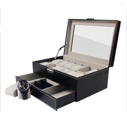 Watch Boxes Portable 2 Layer PU Leather Storage Box Case Jewellery Display Container