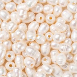 Crystal 100Pcs Natural Freshwater Cultured Pearls Beads Large Hole Loose Oval for DIY Bracelet Necklace Jewellery Making 7 10x7 8mm 220916