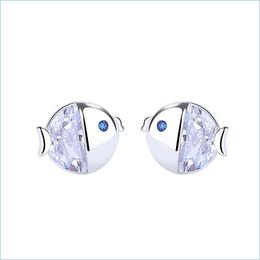 Charm Cute Tiny Fish Earring Stud 925 Sterling Sier Women Gift Cz Jewelry Drop Delivery 2021 Earrings Dhseller2010 Dhdkz