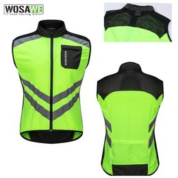 Men's Vests WOSAWE Cycling Reflective Vest Windproof Running Safety Vest Motorcycle Gilet MTB Riding Bike Bicycle Clothing Sleeveless Jacket 220919