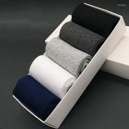 Men's Socks Men's 5 Pairs/lot Men Combed Cotton Style Black Business Dress Soft Breathable Summer Winter For Male No Box