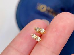 220913009 diamond earrings ear studs 0.3ct double round au750 18k yellow gold Women's Jewelry classic stylish must have elegant mix & match