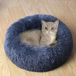 Calming Dog Bed Anti-Anxiety Donut Pet Cuddler Bed Warming Cosy Soft Cat Round Beds Fluffy Faux Fur Plush Cushion for Small Medium Dogs and Cats