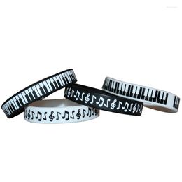 Charm Bracelets Music Silicone Bracelet Outdoor Sports Rubber Elastic Wristband For Man Fashion Jewellery Piano Musical Gift Woman