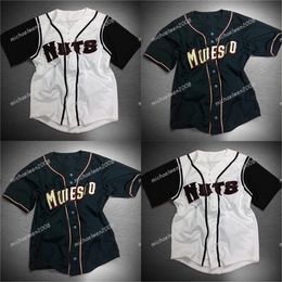 GlaMitNess Mens Modesto Nuts White Black Custom Double Stitched Shirts Baseball Jerseys High-quality