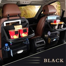 Car Organiser 1 Pc Seat Back Pad Bag Pu Leather Foldable Table Tray Travel Storage Dining Drinks/Tissue/Pad Container