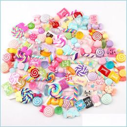 Charms Charms 30/50/100Pcs Assorted Resin Mixed Candy Sweets Drop Oil Flatback Cabochon Beads For Diy Scrapbooking Phonecase Crafts 8 Dhn9I