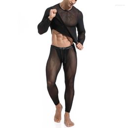 Men's Tracksuits Men's 2022 Cycling Base Layer Men Sports Compression Underwear Sets Running Gym Mesh Long Johns Leggings