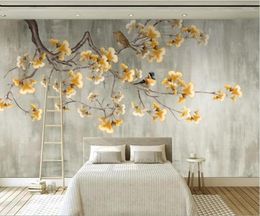 Wallpapers Customized Large Mural Wallpaper Wall Covering Chinese Rich Golden Ginkgo Tree TV Background