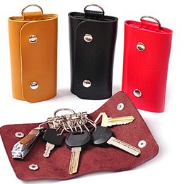 New Portable Key Wallets Leather Housekeeper Holders Car Keychain Key Holder Bag Case Unisex Wallet Cover Simple Solid Colour Storage Bags