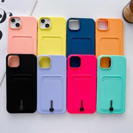 Card Pocket Cases For Iphone 15 14 Plus 14 Pro Max I14 13 12 11 Hand Feel Credit ID Card Slot Fine Hole 2Gen Soft TPU Smart Mobile Phone Skin Back Covers