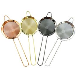 Stainless Steel Mesh Strainer Tools Rose Gold Colour Oil Grid Black Golden Philtre Cocktail Strainer Cone Cocktails Screen SN4892