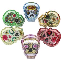 Latest Colourful Skull Smoking MelamineResin Ashtray Ghost Head Desktop Herb Tobacco Cigarette Tips Container Cigar Holder Bracket Ashtrays