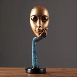 Decorative Objects Figurines Modern Human Meditators Abstract Lady Face Character Resin Statues Sculpture Art Crafts Figurine Home Decorative Display 220919