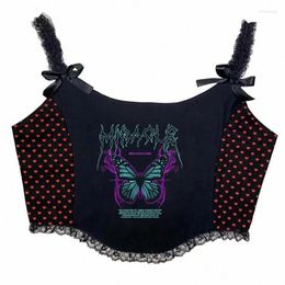 Women's Tanks Y2k Tops Cropped Top Crop Halloween T Shirt Cute Accessories Black Halter