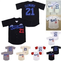 GlaNiK1 Santurce Crabbers Puerto Rico Jersey 100% Stitched Movie Baseball Jerseys Black White Cream S-XXXL