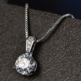 925 Sterling Silver White Gold Created Lab Moissanite Pendant Necklace for Women Girls Christmas Birthday Gift203u