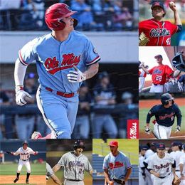 GlaA3740 NCAA Ole Miss Baseball Jersey Jacob Gonzalez TJ McCANTS Tim Elko Cael Baker Grae Kessinger Anthony Servideo Hayden Dunhurst Peyton