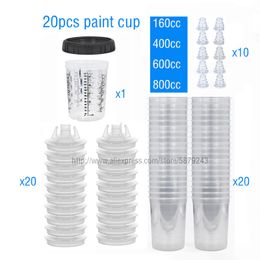 Spray Guns 20pcs Paint cup Mixing Cup Tank No Clea 165/400/600/800ml Disposable Type H/O Quick 220919