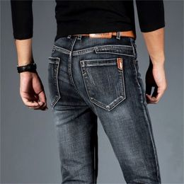 Men s Jeans Spring Autumn Smart Elastic Business Fashion Straight Regular Stretch Denim Trousers Men 28 40 220919