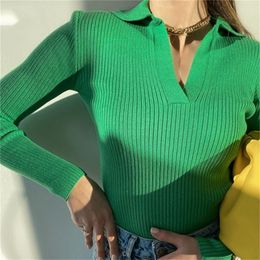 Women s Sweaters Casual Knitted Sweater Pullover Basic V Neck Long Sleeve Slim Fit T shirt Female Autumn Winter Jumpers Top Y2K Women Clothes 220916