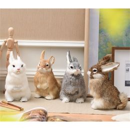 Decorative Objects Figurines ZILIN lovely simulated rabbit handmade cute bunny Easter rabbit 4 Colours for option 16x22 cm 220919