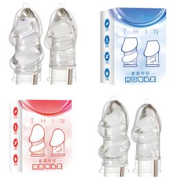 Beauty Items Penis Delay Large Glans Cover Transparent and Thickening Adult Products 360-degree Surround Desensitisation Men's