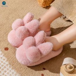 Slipper Children's Home Cotton Slippers Rabbit Nonslip Indoor Warm In Winter Fluffy Pink Girls Shoes Kids Miaoyoutong 220916