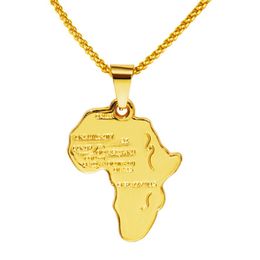 Mode Männer Hip Hop Schmuck Design Afrika Karte Anhänger Halsketten Punk Rock Micro Rap 18k Gold Überzogene Lange Kette halskette Für Geschenke2944